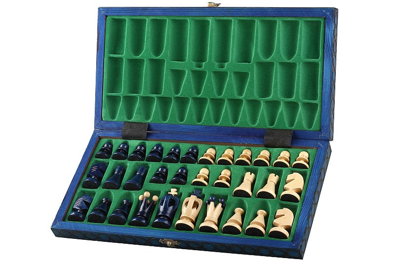 Juego de ajedrez King's Medium Blue con bandeja (60 mm)