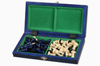 Juego de ajedrez pequeño King's, azul con forro de fieltro (60 mm)