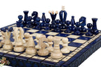 Juego de ajedrez pequeño King's, azul con forro de fieltro (60 mm)