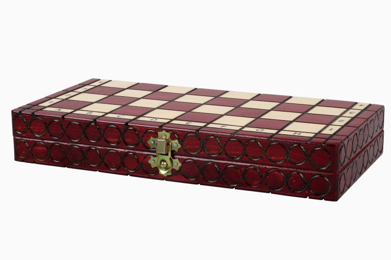 Juego de ajedrez pequeño King's Cherry con forro de fieltro (60 mm)