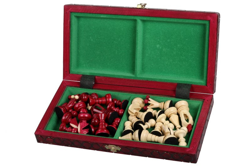 Juego de ajedrez pequeño King's Cherry con forro de fieltro (60 mm)