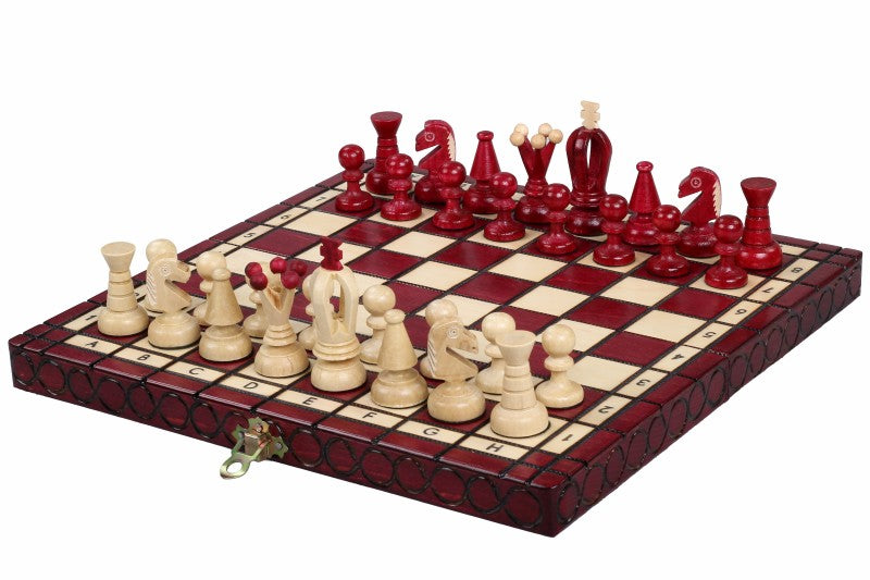 Juego de ajedrez pequeño King's Cherry con forro de fieltro (60 mm)