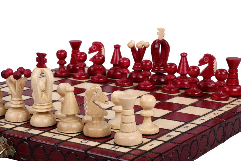Juego de ajedrez pequeño King's Cherry con forro de fieltro (60 mm)