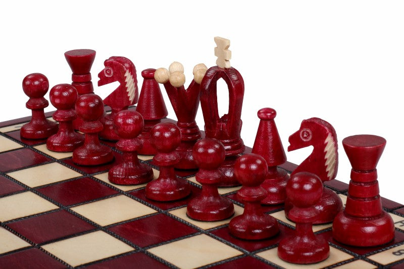 Juego de ajedrez pequeño King's Cherry con forro de fieltro (60 mm)