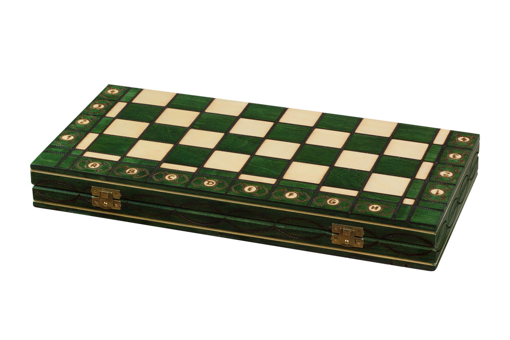 Juego de ajedrez Senator Green de 16 pulgadas con bandeja de inserción (tamaño King de 3,15 pulgadas)