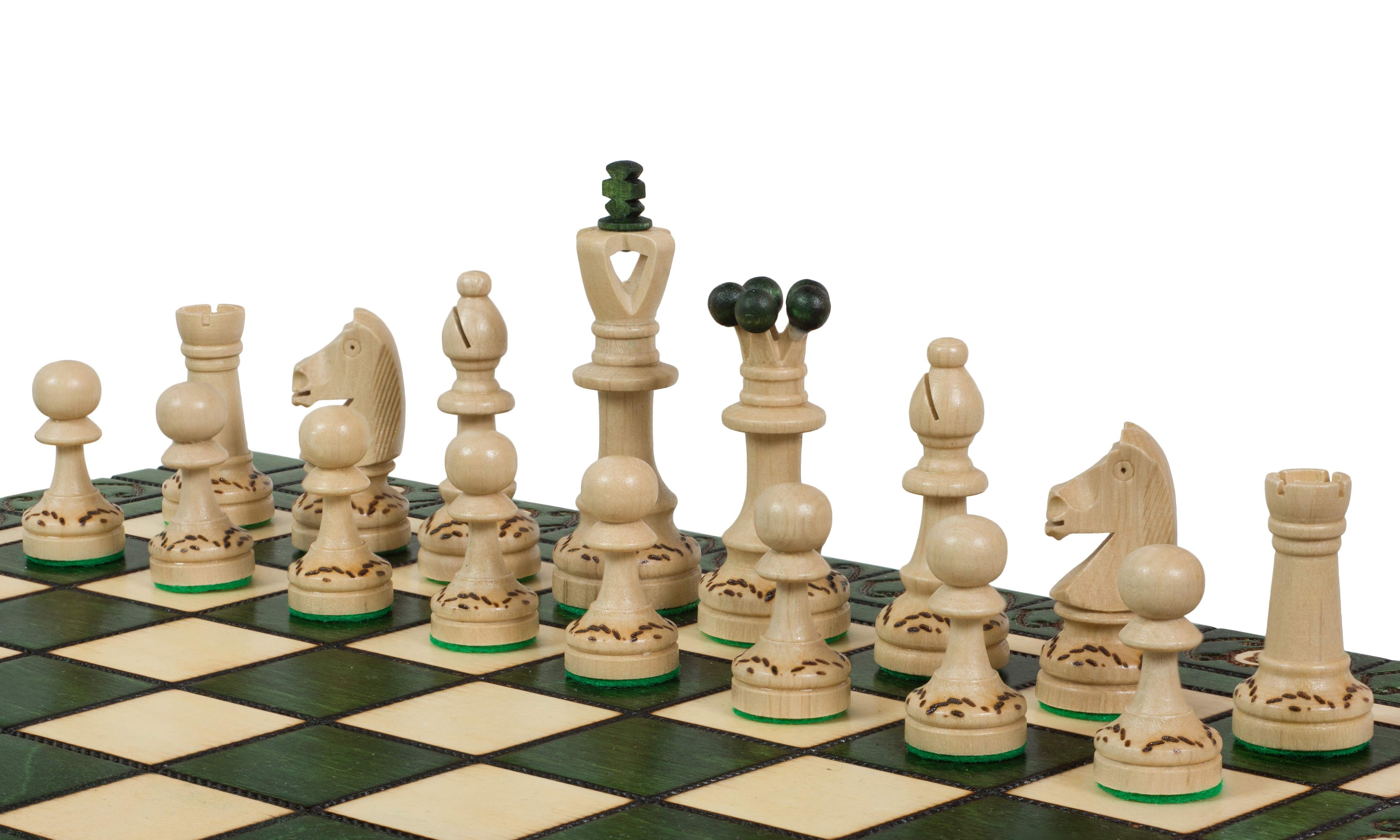 Juego de ajedrez Senator Green de 16 pulgadas con bandeja de inserción (tamaño King de 3,15 pulgadas)