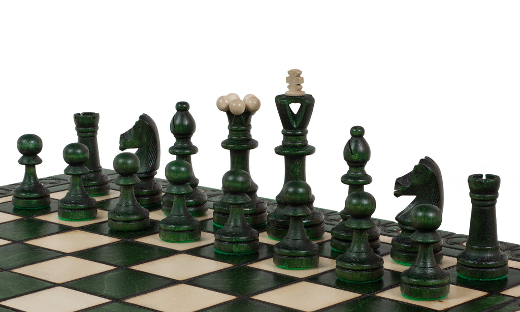 Juego de ajedrez Senator Green de 16 pulgadas con bandeja de inserción (tamaño King de 3,15 pulgadas)