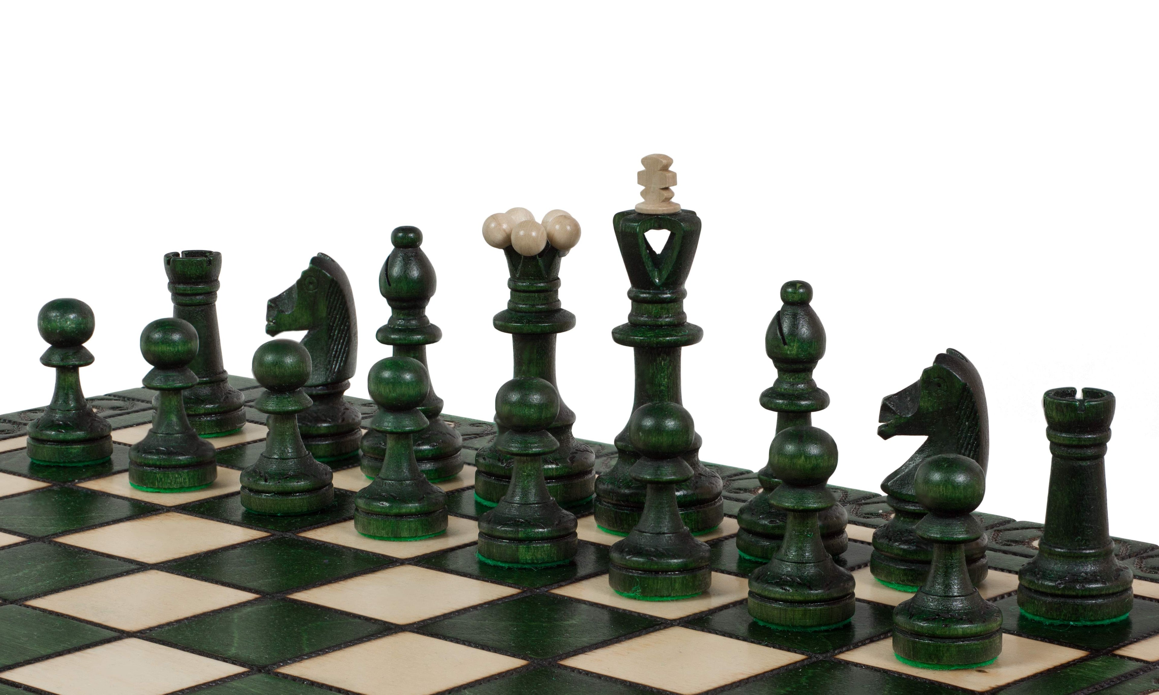 Juego de ajedrez Senator Green de 16 pulgadas con bandeja de inserción (tamaño King de 3,15 pulgadas)