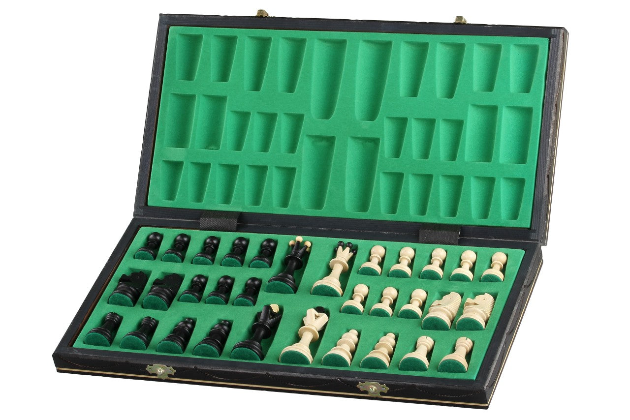 Juego de ajedrez Senator de 14,2 pulgadas con bandeja (pieza King de 3,2 pulgadas) – Edición Negra