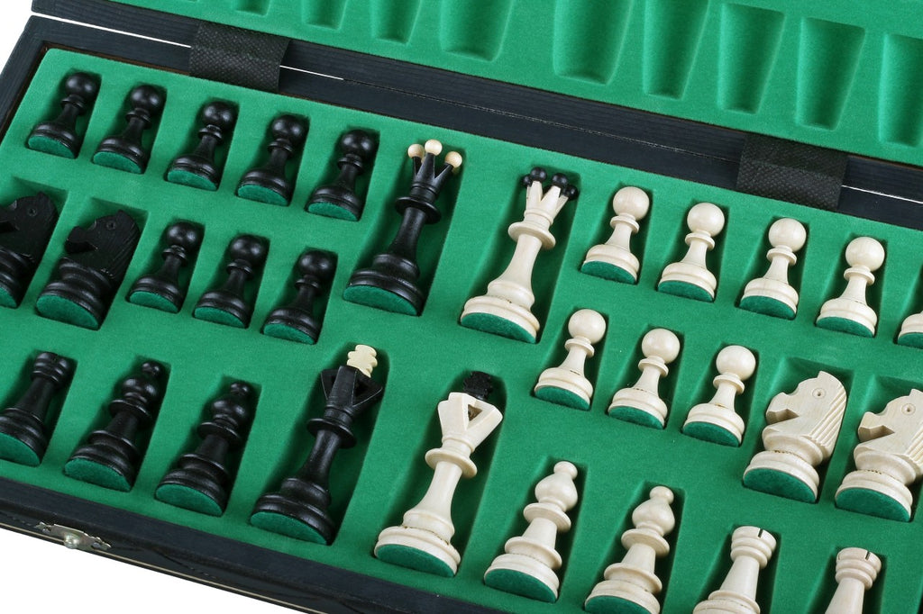 Juego de ajedrez Senator de 14,2 pulgadas con bandeja (pieza King de 3,2 pulgadas) – Edición Negra