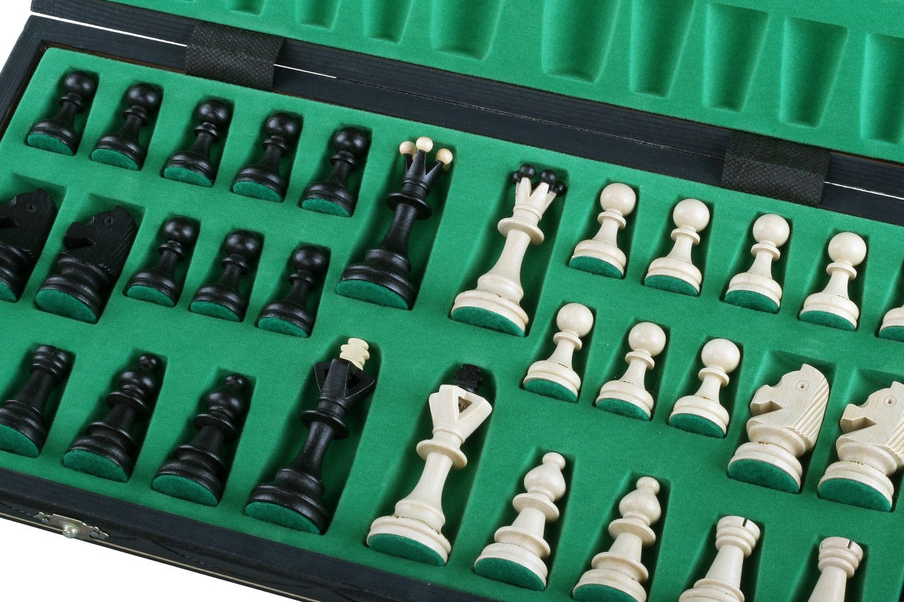 Juego de ajedrez Senator de 14,2 pulgadas con bandeja (pieza King de 3,2 pulgadas) – Edición Negra
