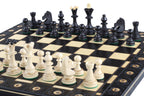 Juego de ajedrez Senator de 14,2 pulgadas con bandeja (pieza King de 3,2 pulgadas) – Edición Negra