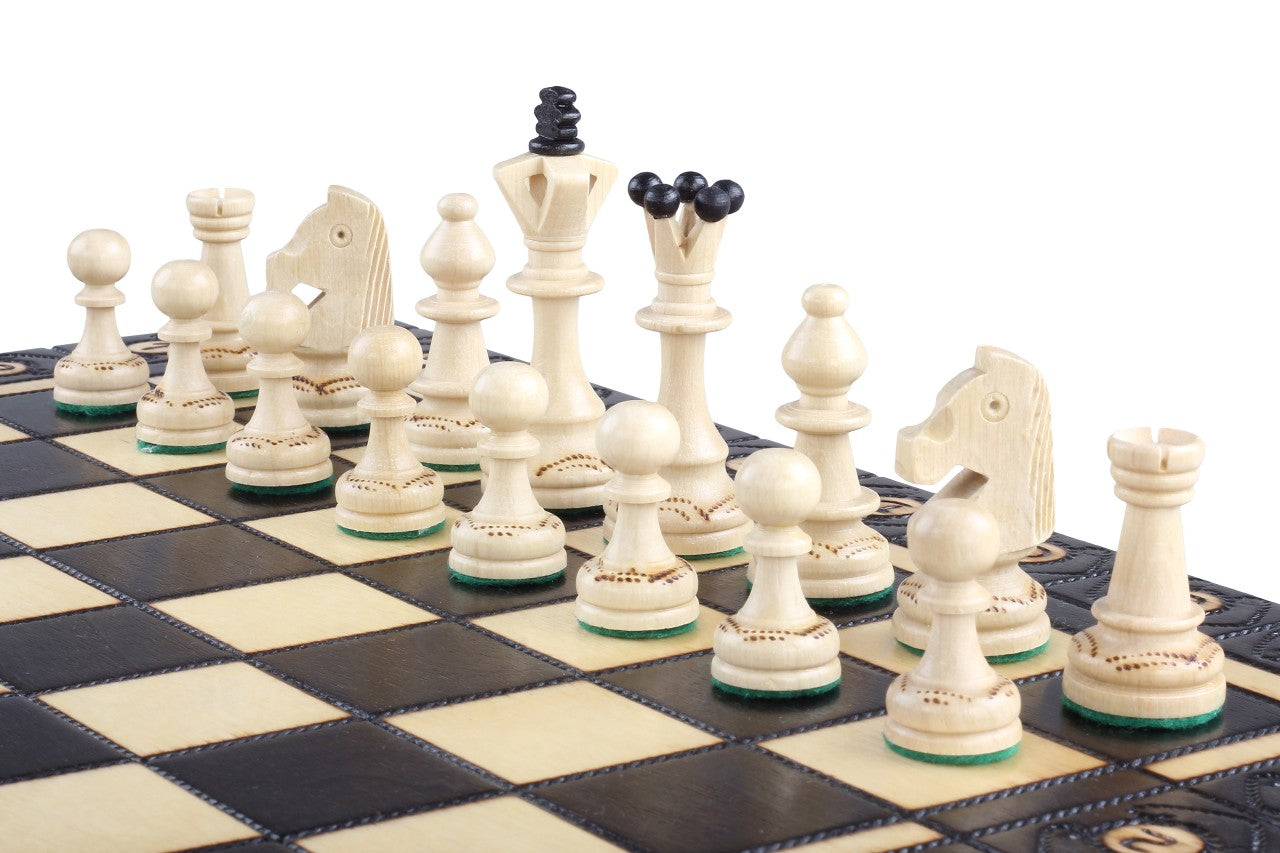 Juego de ajedrez Senator de 14,2 pulgadas con bandeja (pieza King de 3,2 pulgadas) – Edición Negra