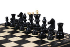 Juego de ajedrez de madera Ambassador Black Deluxe con incrustaciones quemadas – Tamaño n.° 5.5
