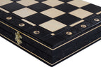 Juego de ajedrez de madera Ambassador Black Deluxe con incrustaciones quemadas – Tamaño n.° 5.5