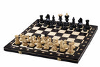 Juego de ajedrez de madera Ambassador Black Deluxe con incrustaciones quemadas – Tamaño n.° 5.5
