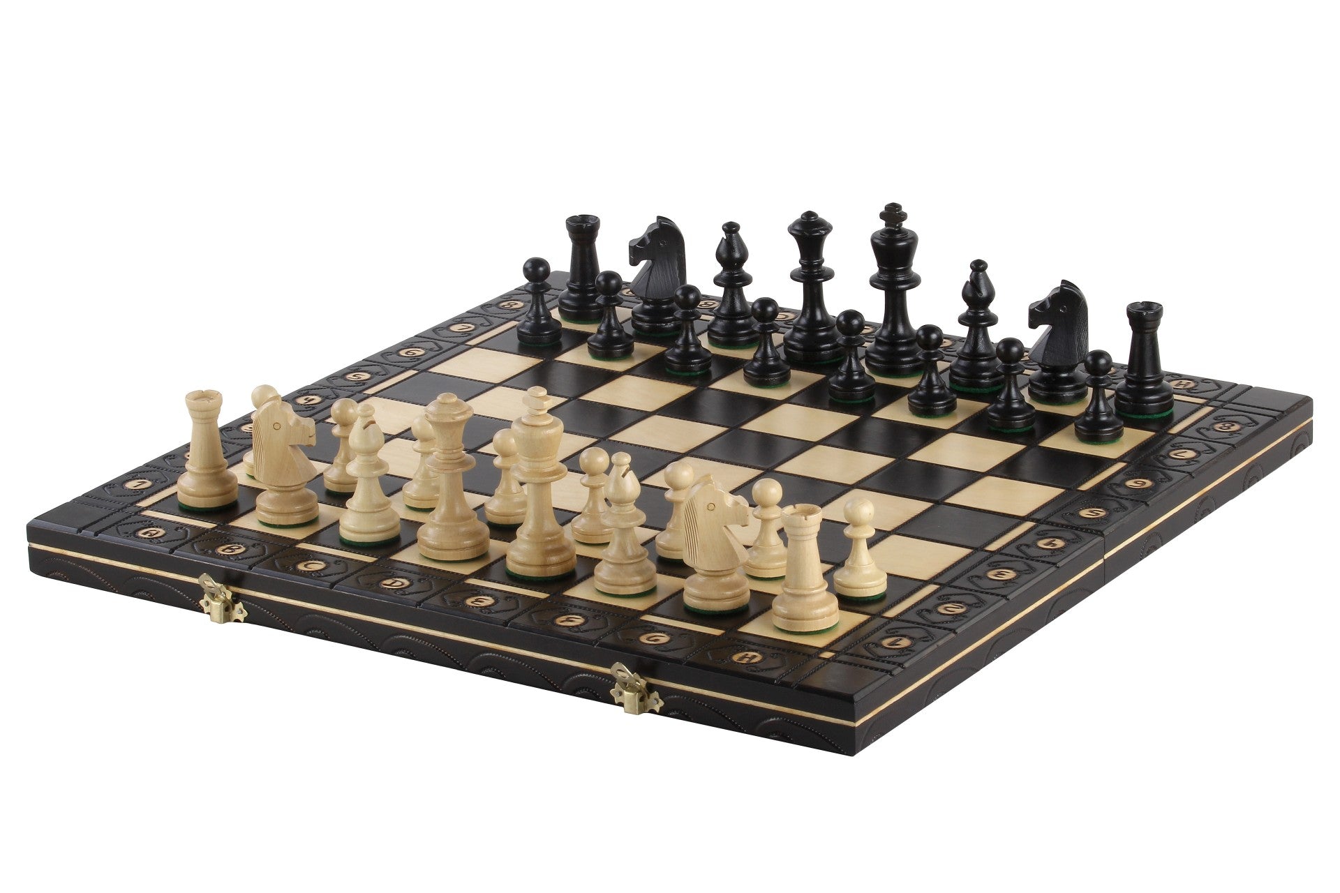 Juego de ajedrez Consul estilo Staunton con bandeja de inserción, acabado negro, 3,15 pulgadas Kin
