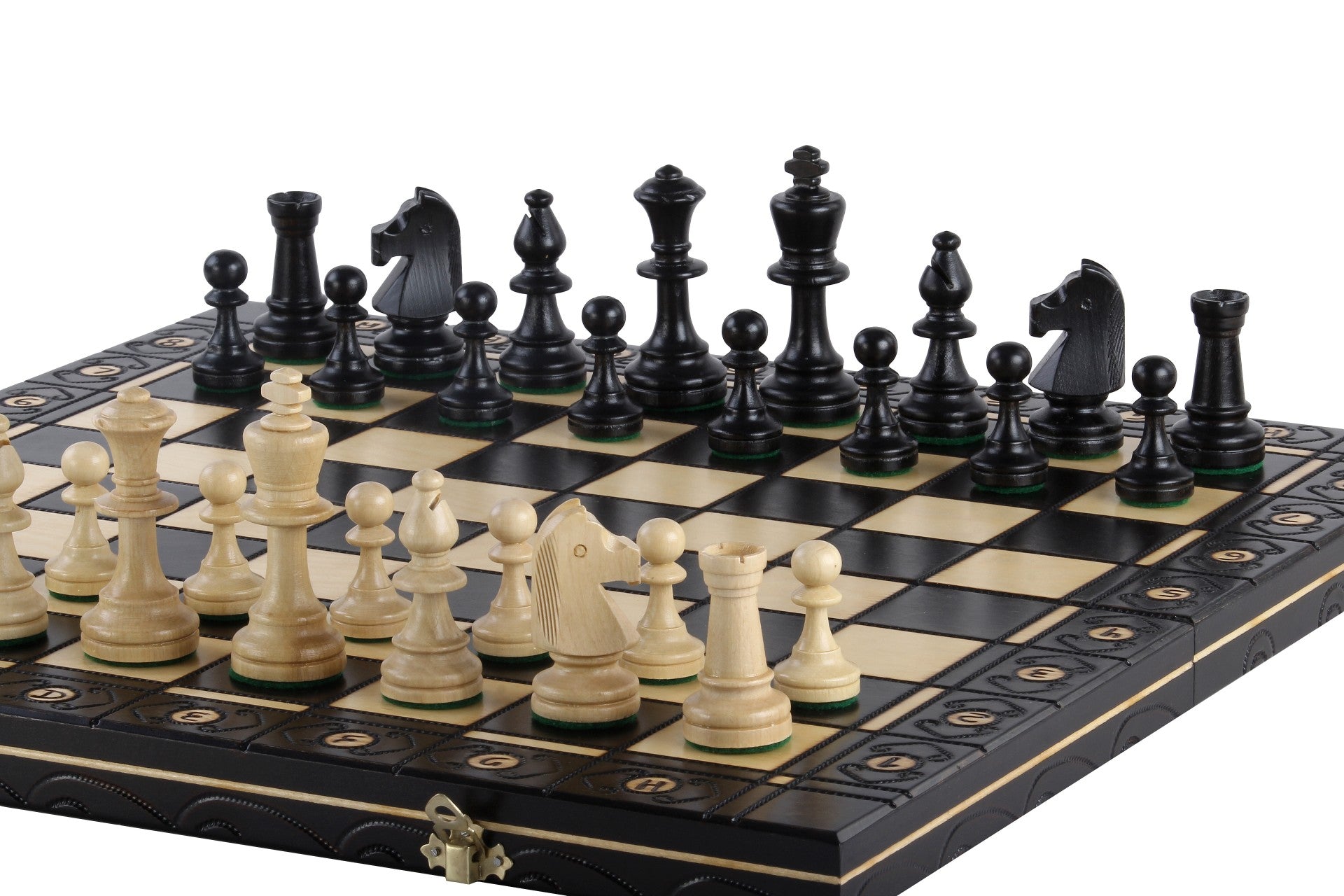 Juego de ajedrez Consul estilo Staunton con bandeja de inserción, acabado negro, 3,15 pulgadas Kin