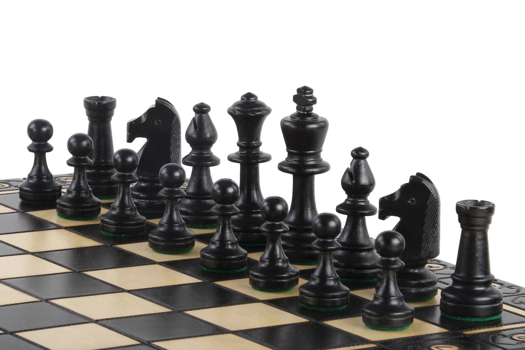 Juego de ajedrez Consul estilo Staunton con bandeja de inserción, acabado negro, 3,15 pulgadas Kin