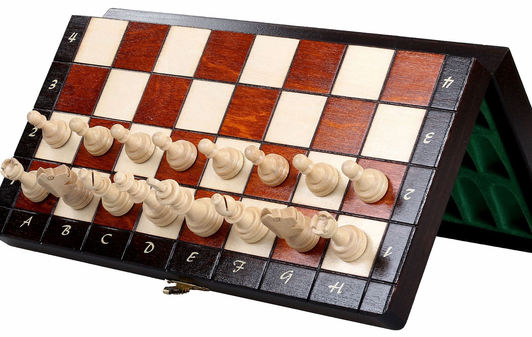 Juego de ajedrez magnético marrón con bandeja (tamaño King de 2,36")