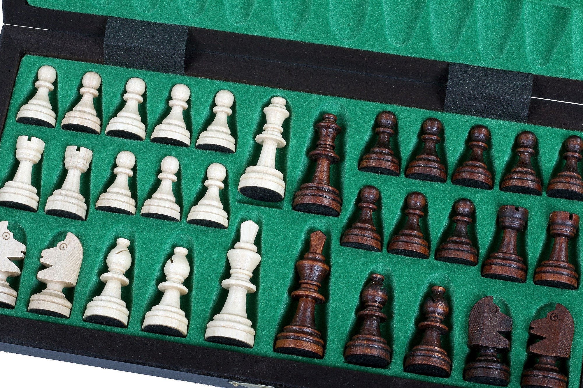 Juego de ajedrez magnético marrón con bandeja (tamaño King de 2,36")