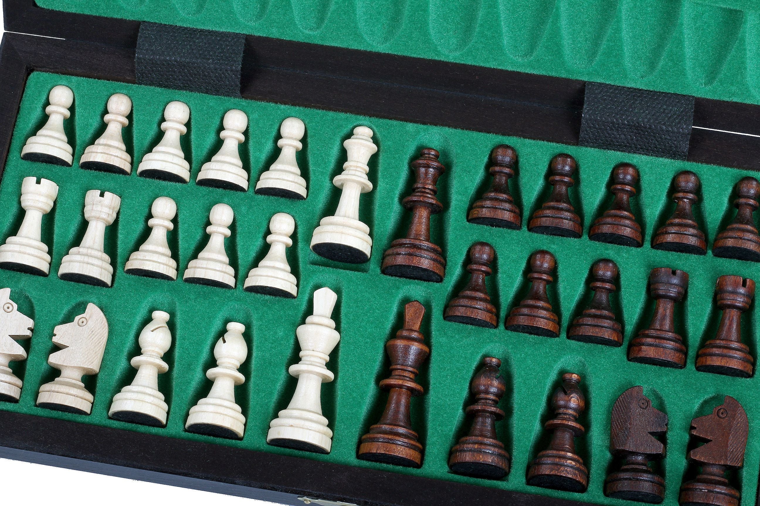 Juego de ajedrez magnético marrón con bandeja (tamaño King de 2,36")