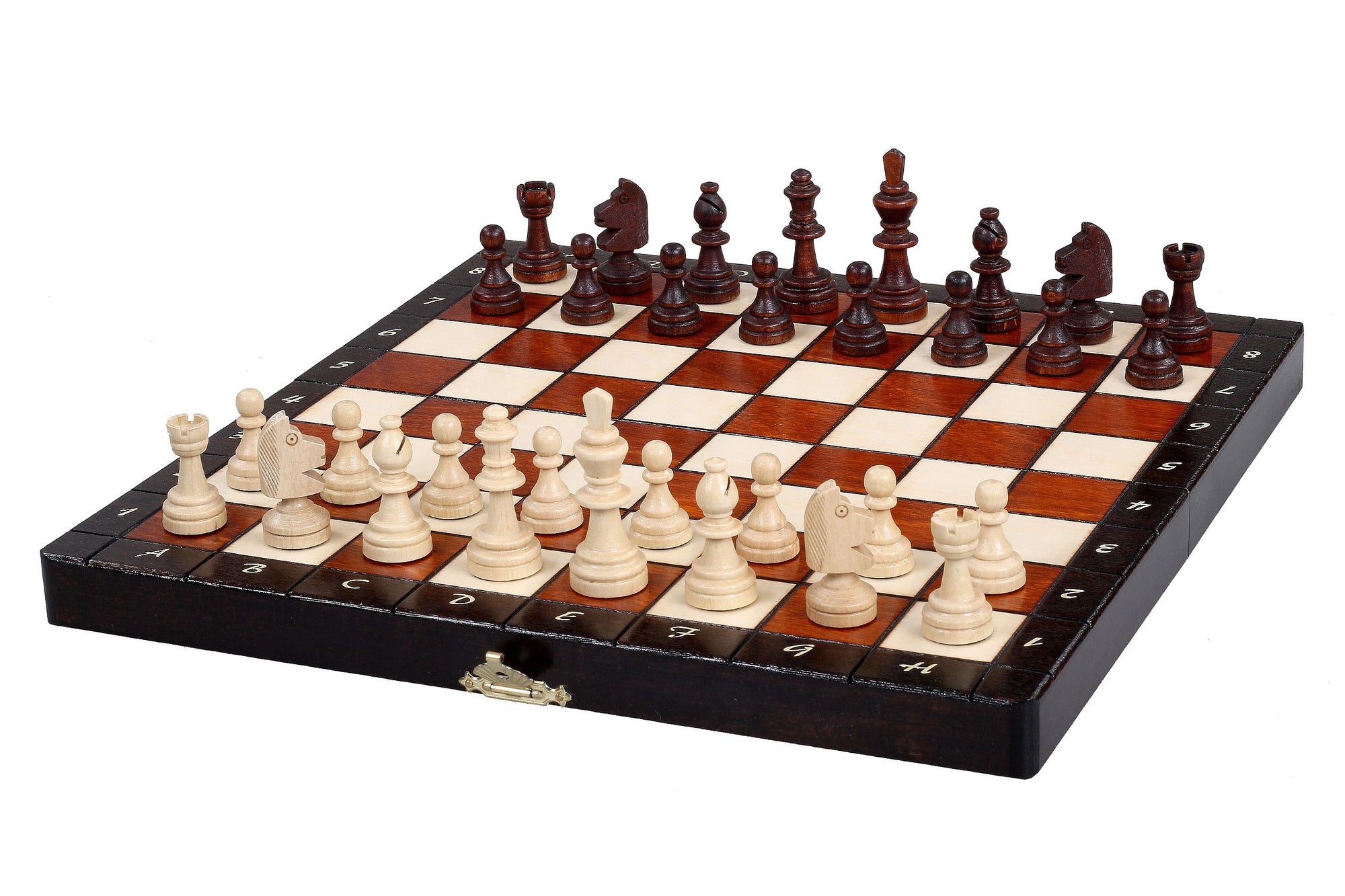 Juego de ajedrez magnético marrón con bandeja (tamaño King de 2,36")