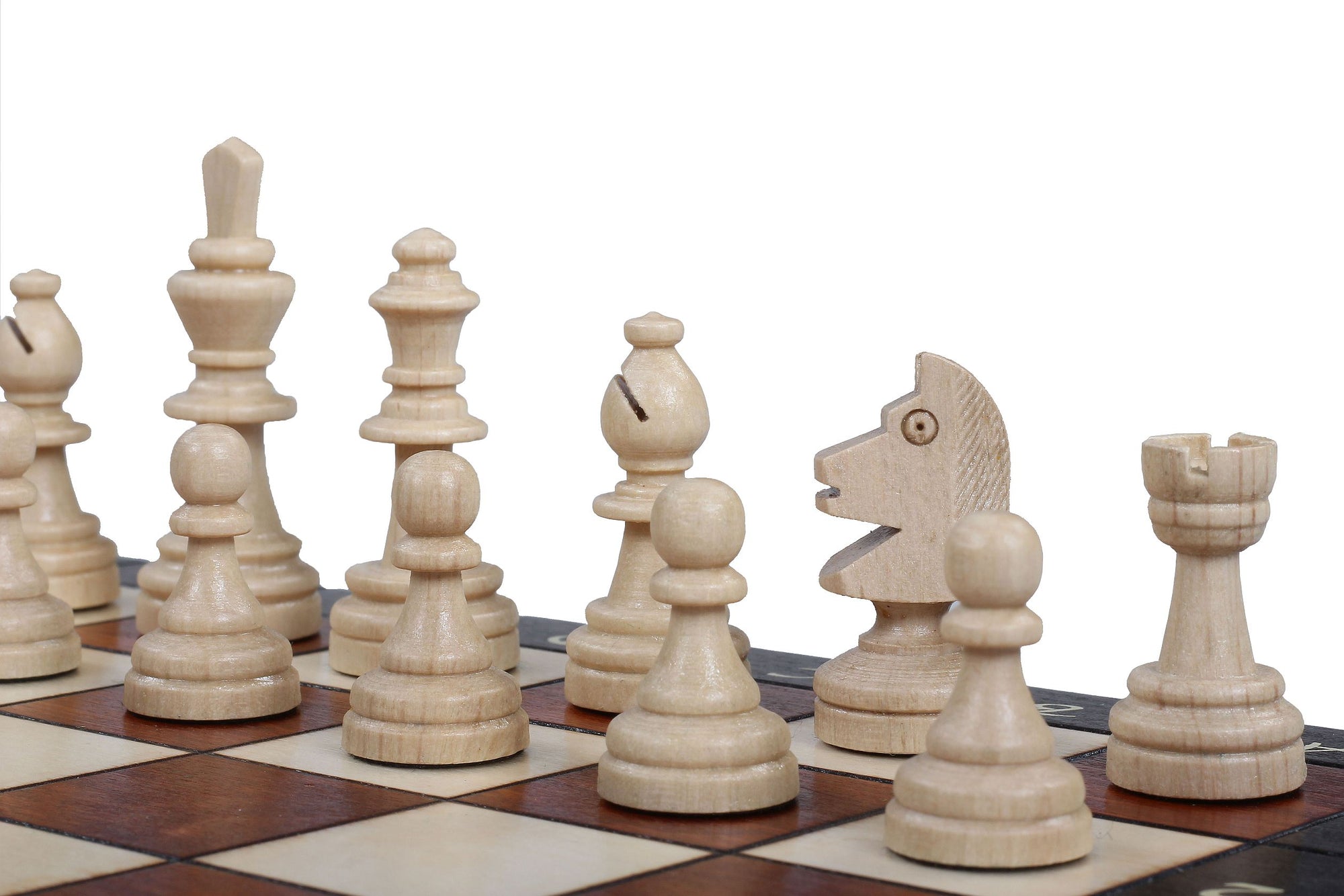 Juego de ajedrez magnético marrón con bandeja (tamaño King de 2,36")