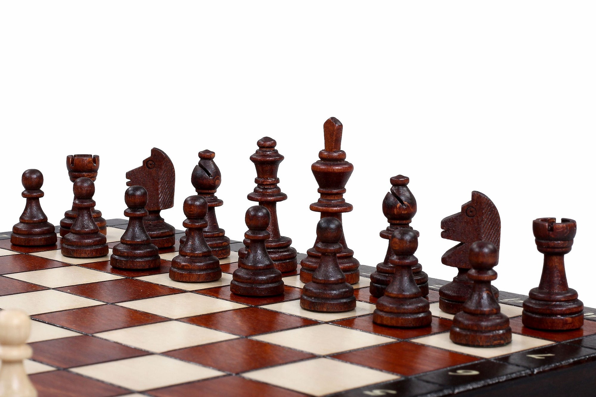 Juego de ajedrez magnético marrón con bandeja (tamaño King de 2,36")