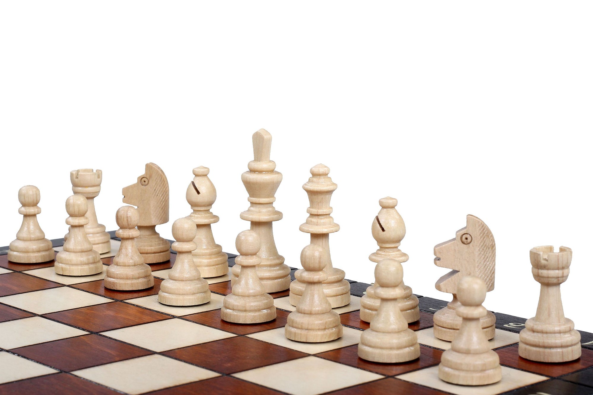 Juego de ajedrez magnético marrón con bandeja (tamaño King de 2,36")