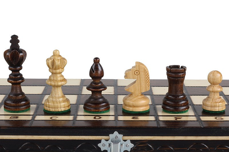 Juego de ajedrez y damas de viaje de madera de cerezo: juego compacto 2 en 1