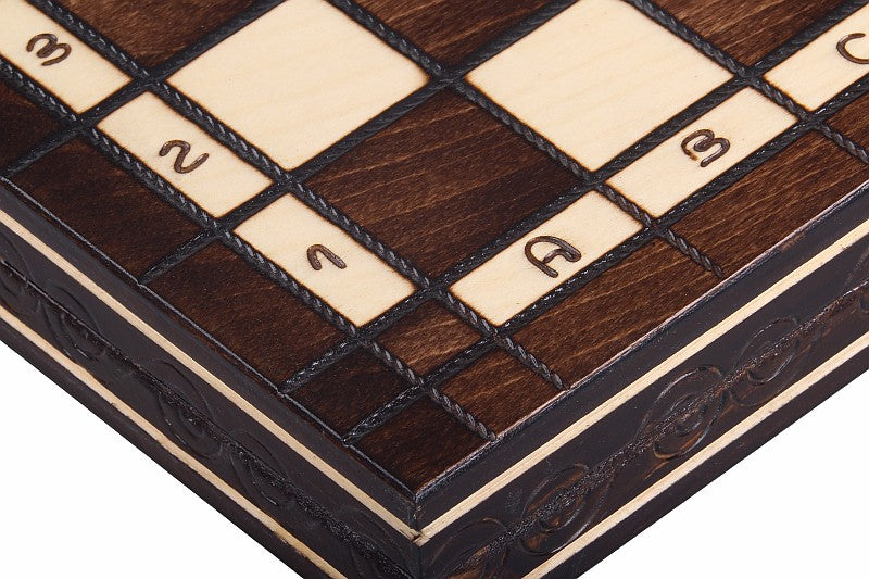 Juego de ajedrez y damas de viaje de madera de cerezo: juego compacto 2 en 1