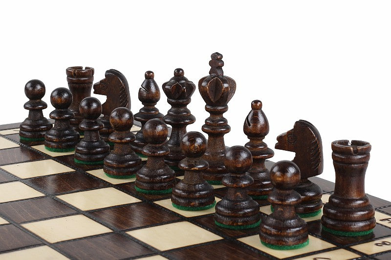 Juego de ajedrez y damas de viaje de madera de cerezo: juego compacto 2 en 1