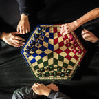 Juego de ajedrez de madera tricolor para tres jugadores, 3,35 pulgadas, tamaño King