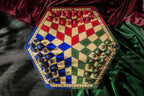 Juego de ajedrez de madera tricolor para tres jugadores, 3,35 pulgadas, tamaño King