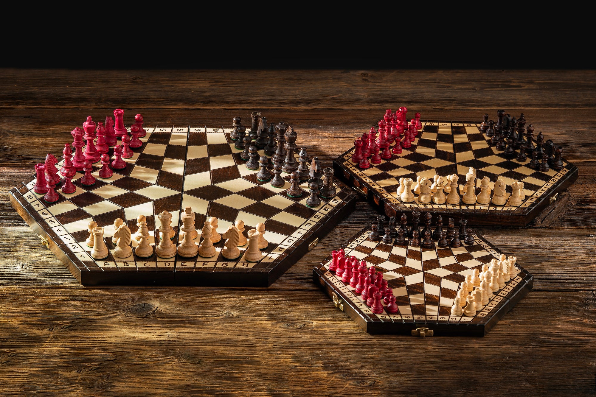 Juego de ajedrez de madera para tres jugadores, grande, 3,35 pulgadas, tamaño King