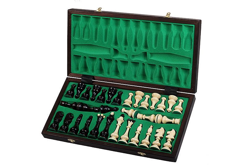 Juego de ajedrez de madera Beskid Highland, estilo popular polaco, tablero de 46 cm