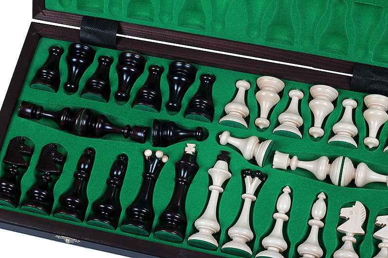 Juego de ajedrez de madera Beskid Highland, estilo popular polaco, tablero de 46 cm