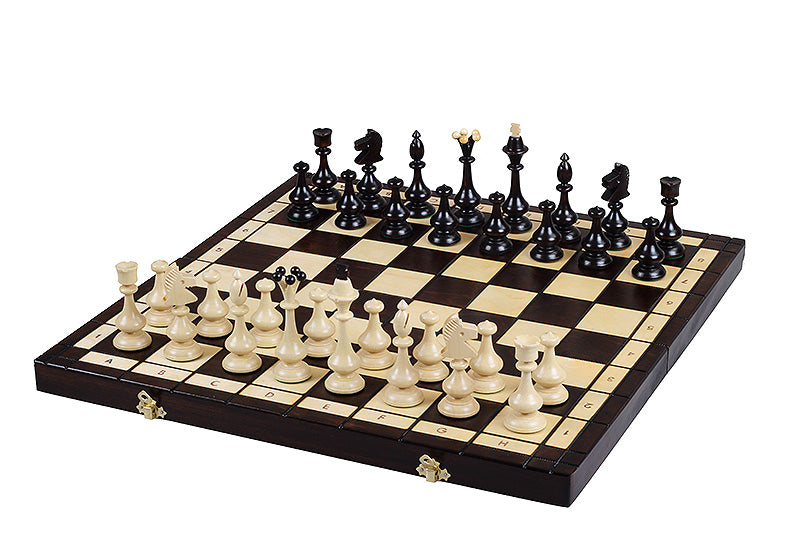 Juego de ajedrez de madera Beskid Highland, estilo popular polaco, tablero de 46 cm
