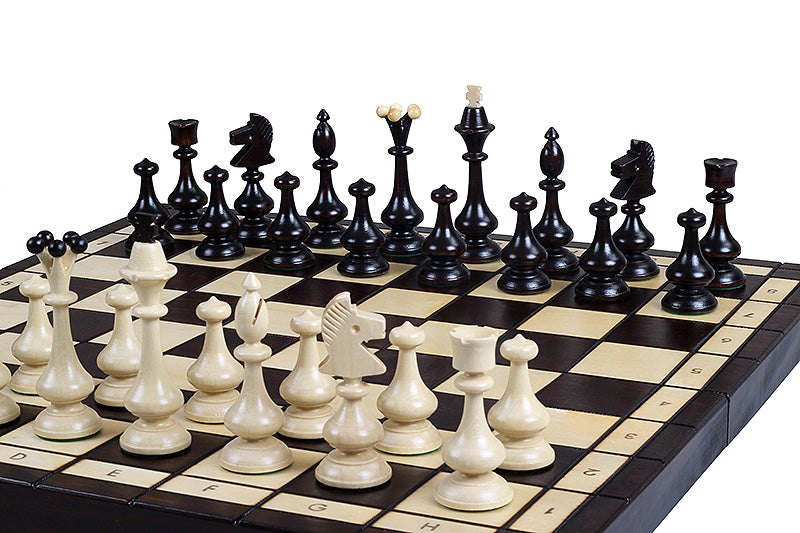 Juego de ajedrez de madera Beskid Highland, estilo popular polaco, tablero de 46 cm