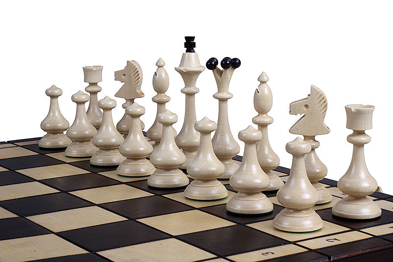 Juego de ajedrez de madera Beskid Highland, estilo popular polaco, tablero de 46 cm