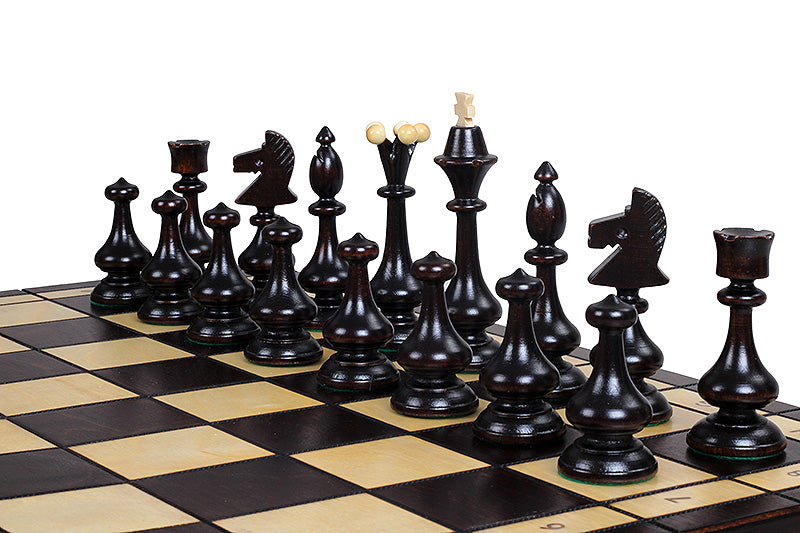 Juego de ajedrez de madera Beskid Highland, estilo popular polaco, tablero de 46 cm