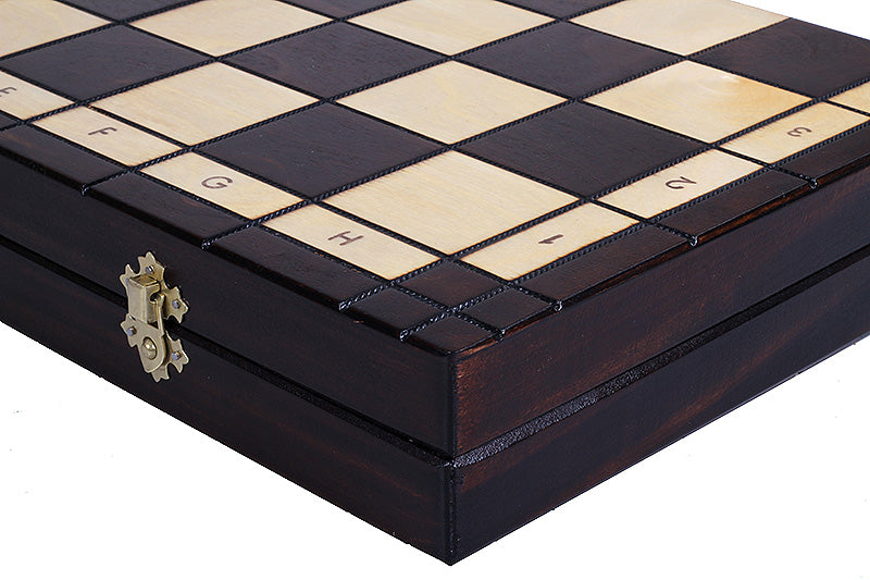 Juego de ajedrez de madera Beskid Highland, estilo popular polaco, tablero de 46 cm