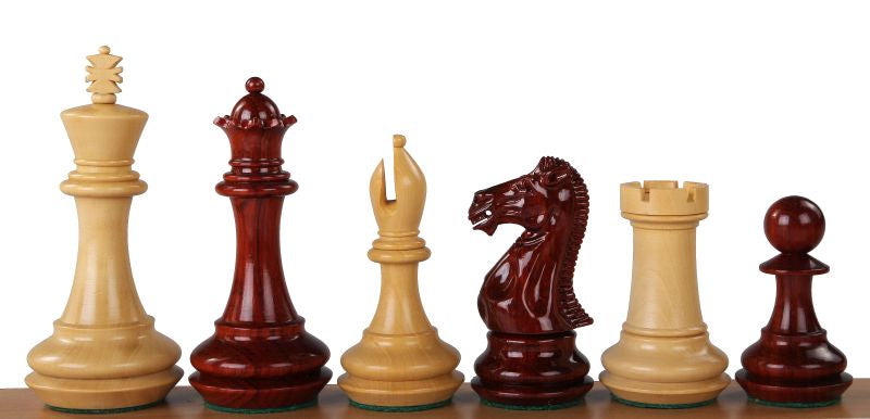 Piezas de ajedrez con base biselada: 4,25" de madera de rey, padauk y boj