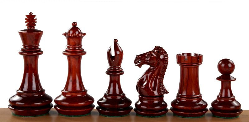 Piezas de ajedrez con base biselada: 4,25" de madera de rey, padauk y boj