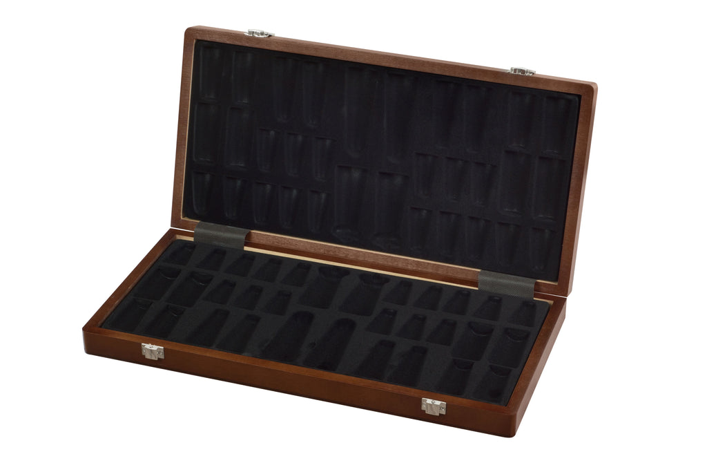 Caja de ajedrez con incrustaciones de nogal y arce, con notación, cuadrados de 50 mm