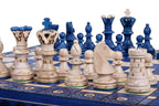 Juego de ajedrez de madera Ambassador Blue Deluxe con incrustaciones quemadas – Tamaño n.° 5.5