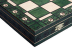 Juego de ajedrez de madera Ambassador Green Deluxe con incrustaciones quemadas – Tamaño n.° 5.5