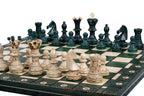 Juego de ajedrez de madera Ambassador Green Deluxe con incrustaciones quemadas – Tamaño n.° 5.5