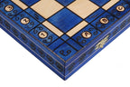 Juego de ajedrez de madera Ambassador Blue Deluxe con incrustaciones quemadas – Tamaño n.° 5.5